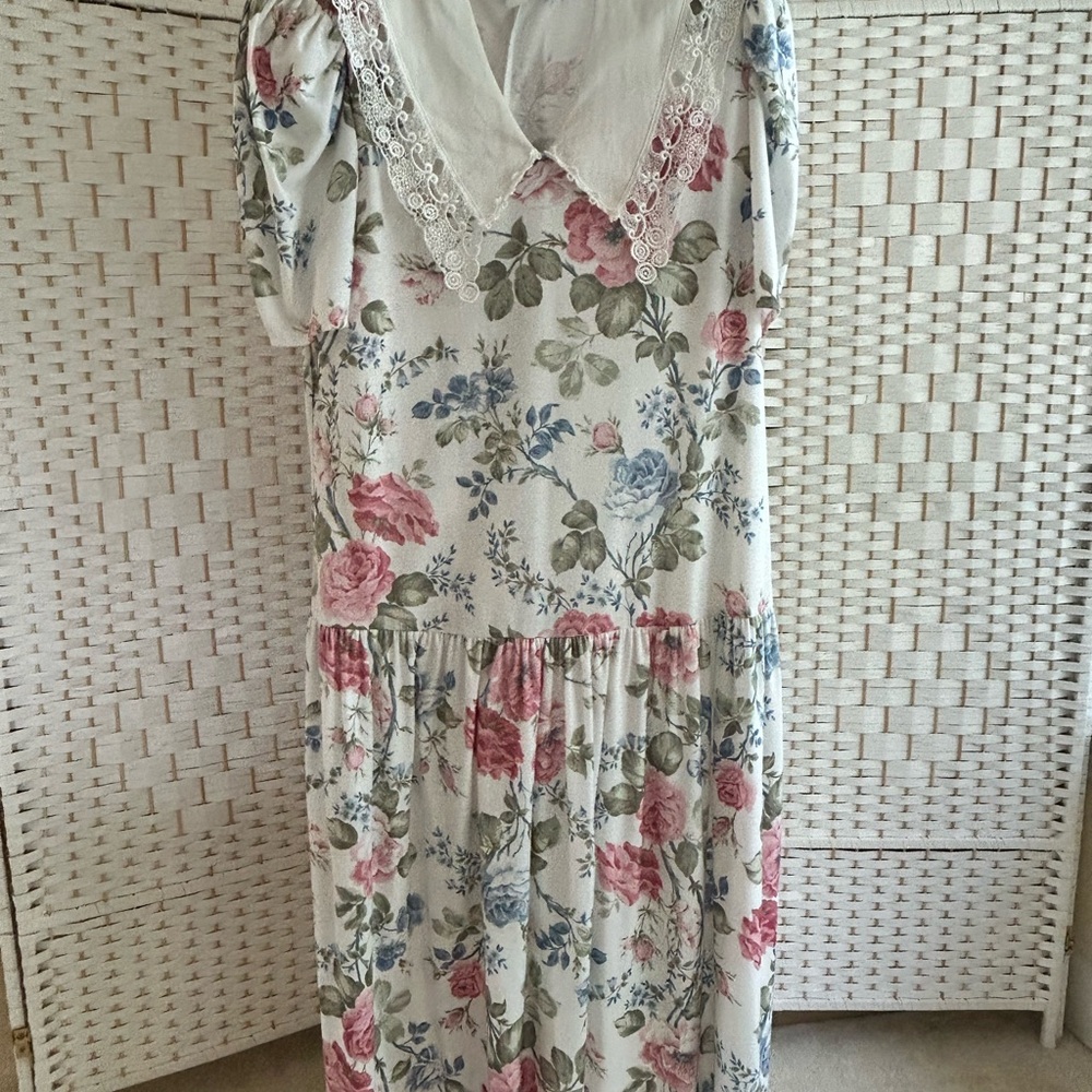 Vintage Scott McClintock 1980’s Floral Drop Waist Dress